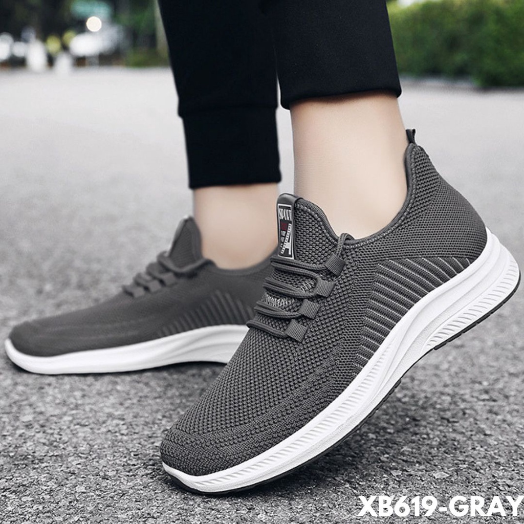 SEPATU SNEAKERS PRIA PRAKTIS LENTUR LARI LATIHAN OTOT GANTENG BET BAHAN FLYKNIT IMPORT B619