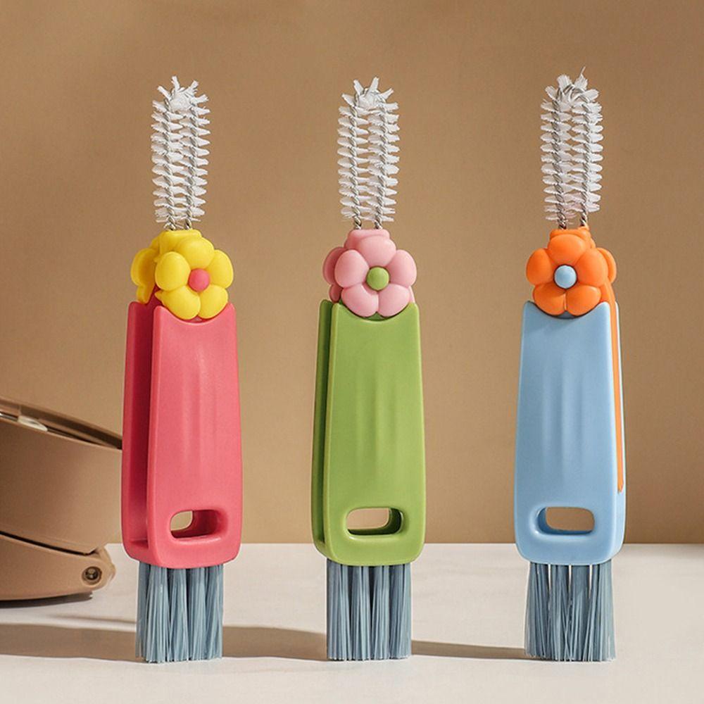 [Elegan] Sikat Botol Susu Tahan Lama Bermanfaat Bunga Trinity Cleaning Brush Groove Brush Cup Scrubber