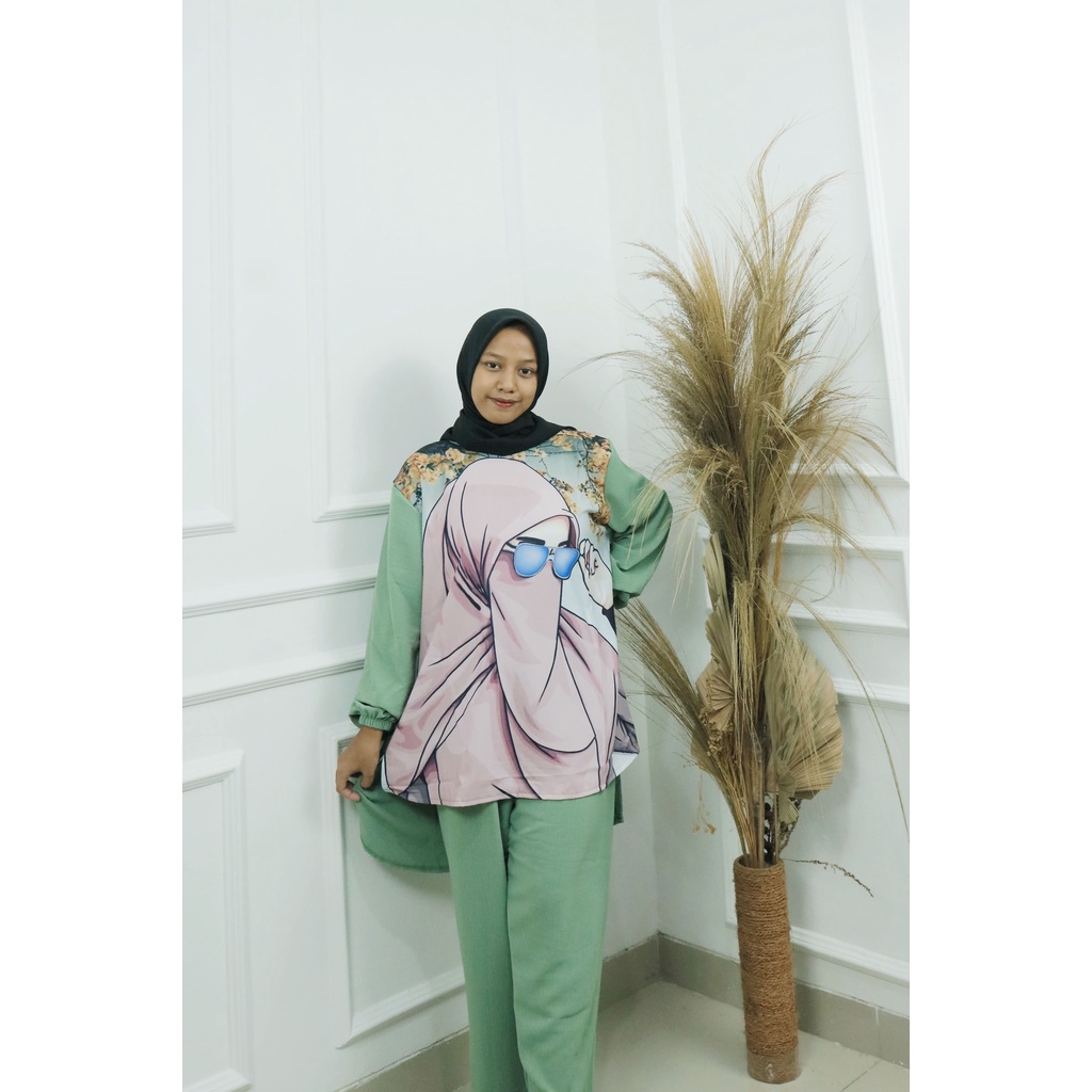 SYAKIRA SET BO BAHAN CRINKLE LD 110 CM - 120 CM UKURAN M L XL XXL SETELAN OUTFIT WANITA KEKINIAN 2022 VIRAL ONE SET WANITA KOREAN STYLE SETELAN JUMBO CRINKLE CELANA DAN ATASAN WANITA SET 2022