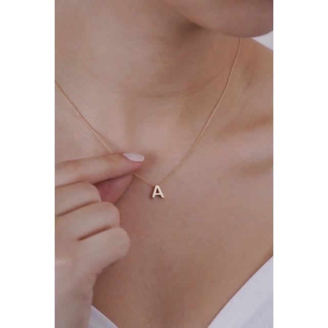 Ark.co - BASIC INITIAL NECKLACE Gold &amp; Silver kalung stainless steel alfabet alphabet inisial huruf minimalis anti karat