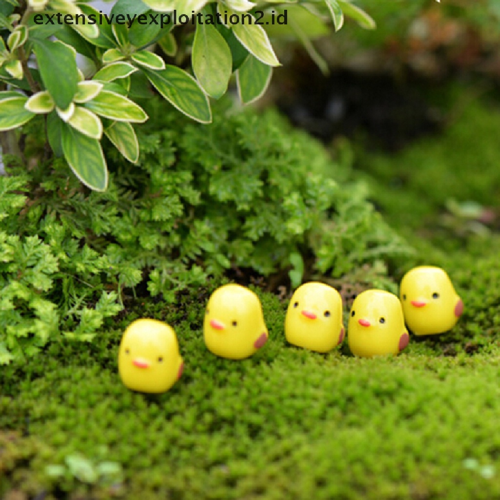 5 Pcs Miniatur Ayam Kuning mini Untuk Dekorasi Taman Rumah Boneka