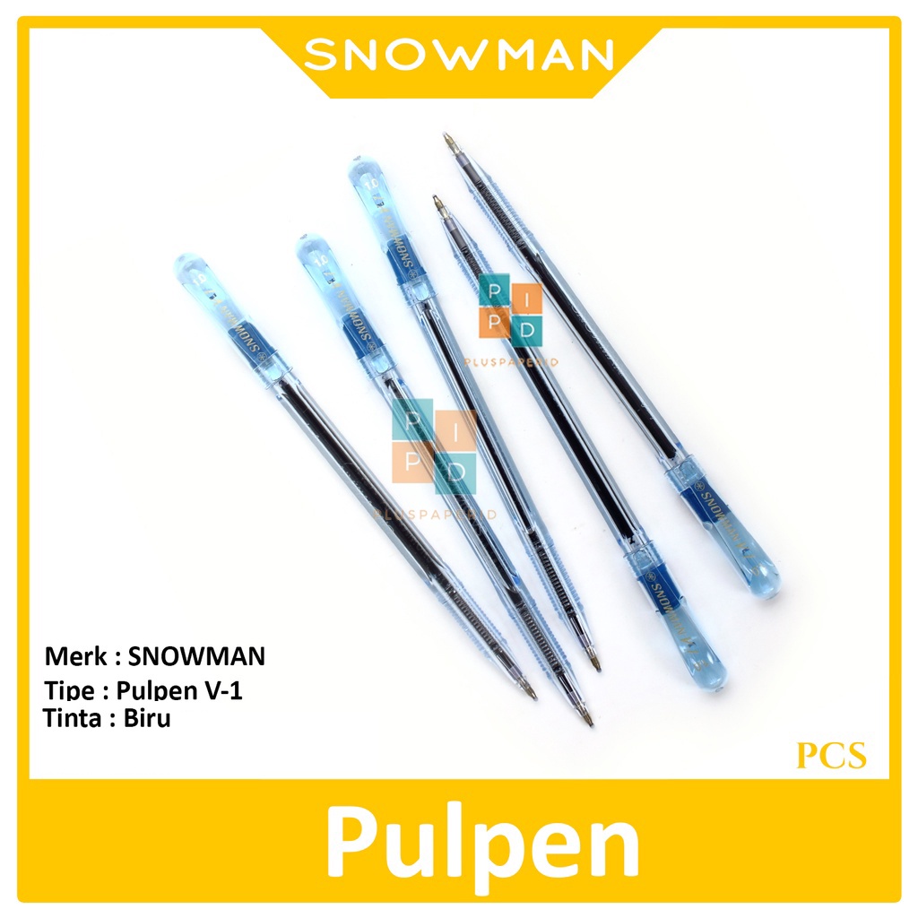 

SNOWMAN - Pulpen Ball Pen V-1 Biru - Pcs