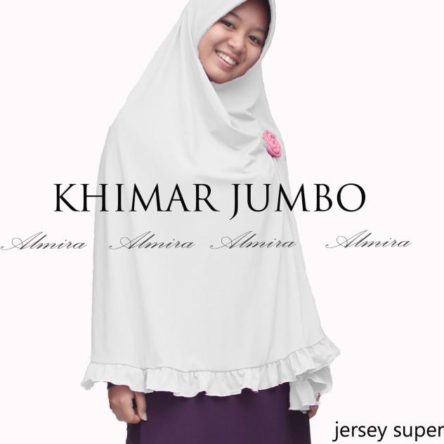 Jilbab Kerudung Bergo Khimar Jumbo Syari Almira - Putih