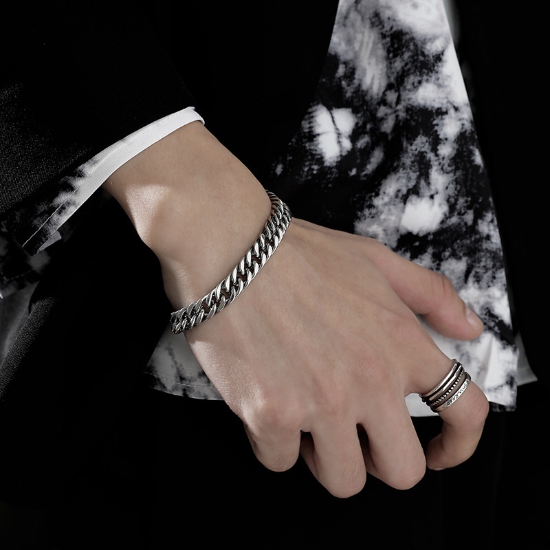 Gelang Rantai Tebal Lapis Silver Gaya Hip Hop Korea Untuk Pria