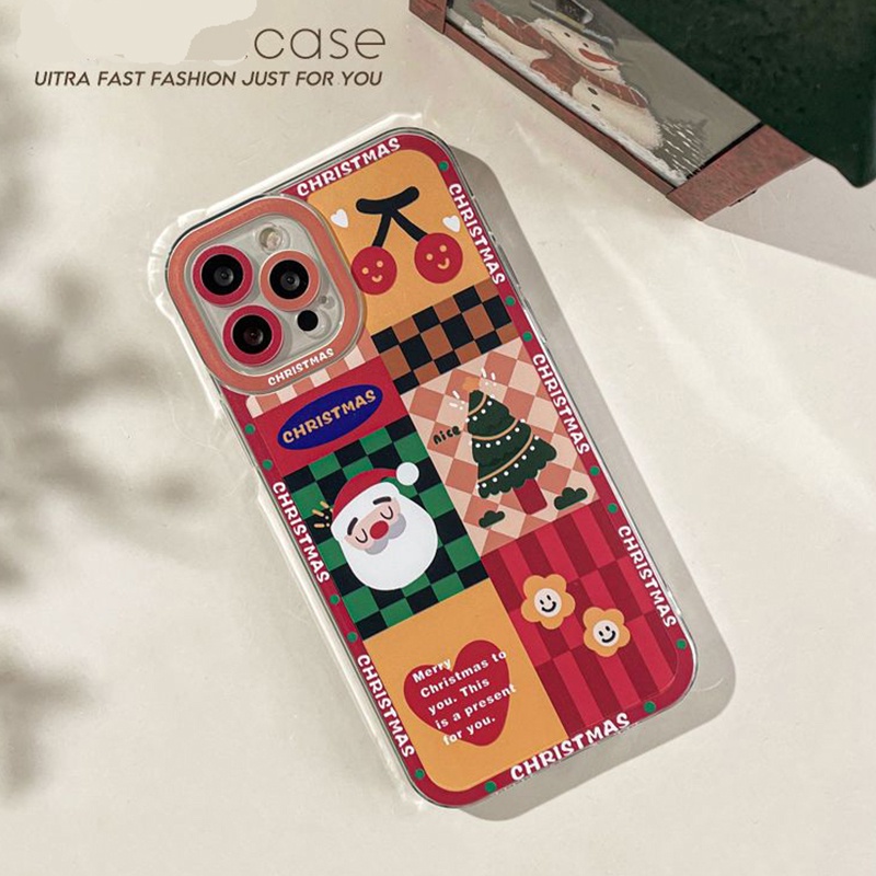 Soft Case Silikon TPU Transparan Shockproof Motif Natal Untuk IPhone 14 13 12 11 Pro XS MAX X XR 6S 7 8 Plus Mini