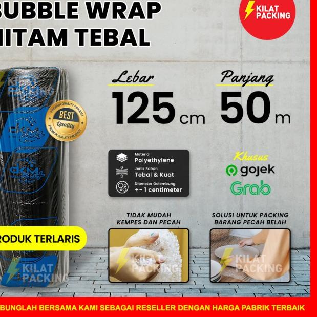 

Bubblewrap Hitam Bubble Murah Premium Quality (OJOL) 125CM x50 M