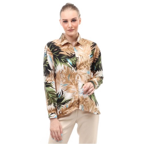 BAJU KEMEJA WANITA MOTIF DAUN