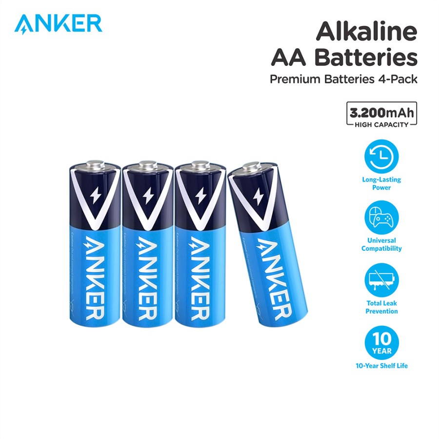 Battery Anker Alkaline AA No Rechargeable B1810- Alkaline AA Batteries