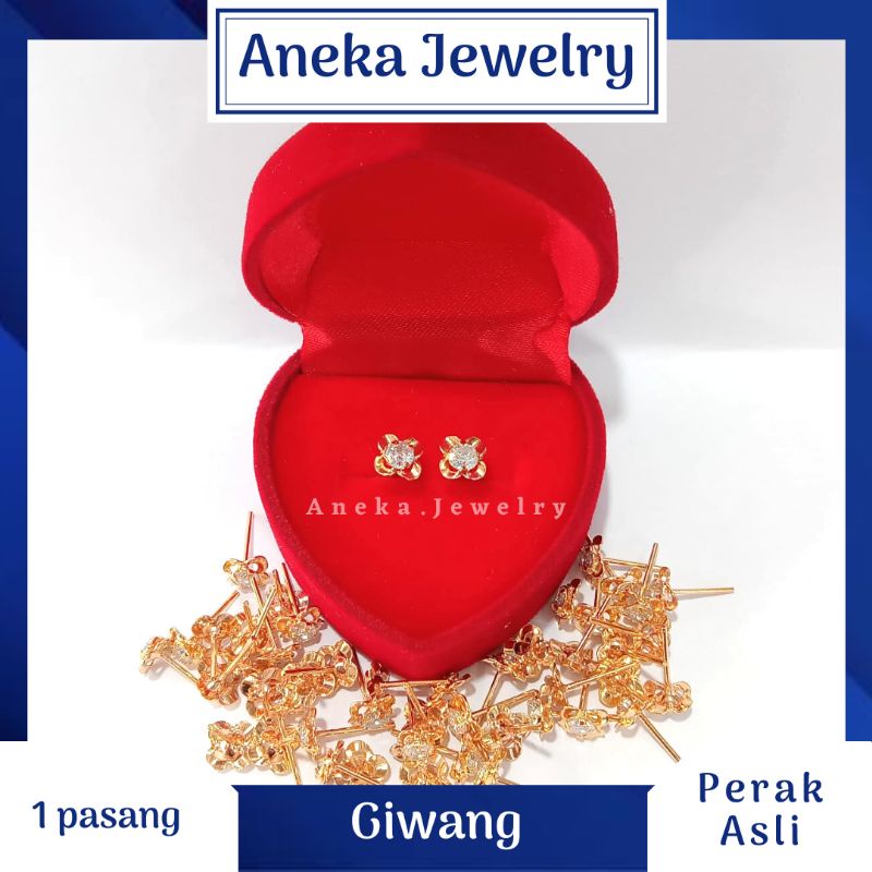 Giwang Bunga Mata 1, Perak 925, Sepuh Emas Rosegold