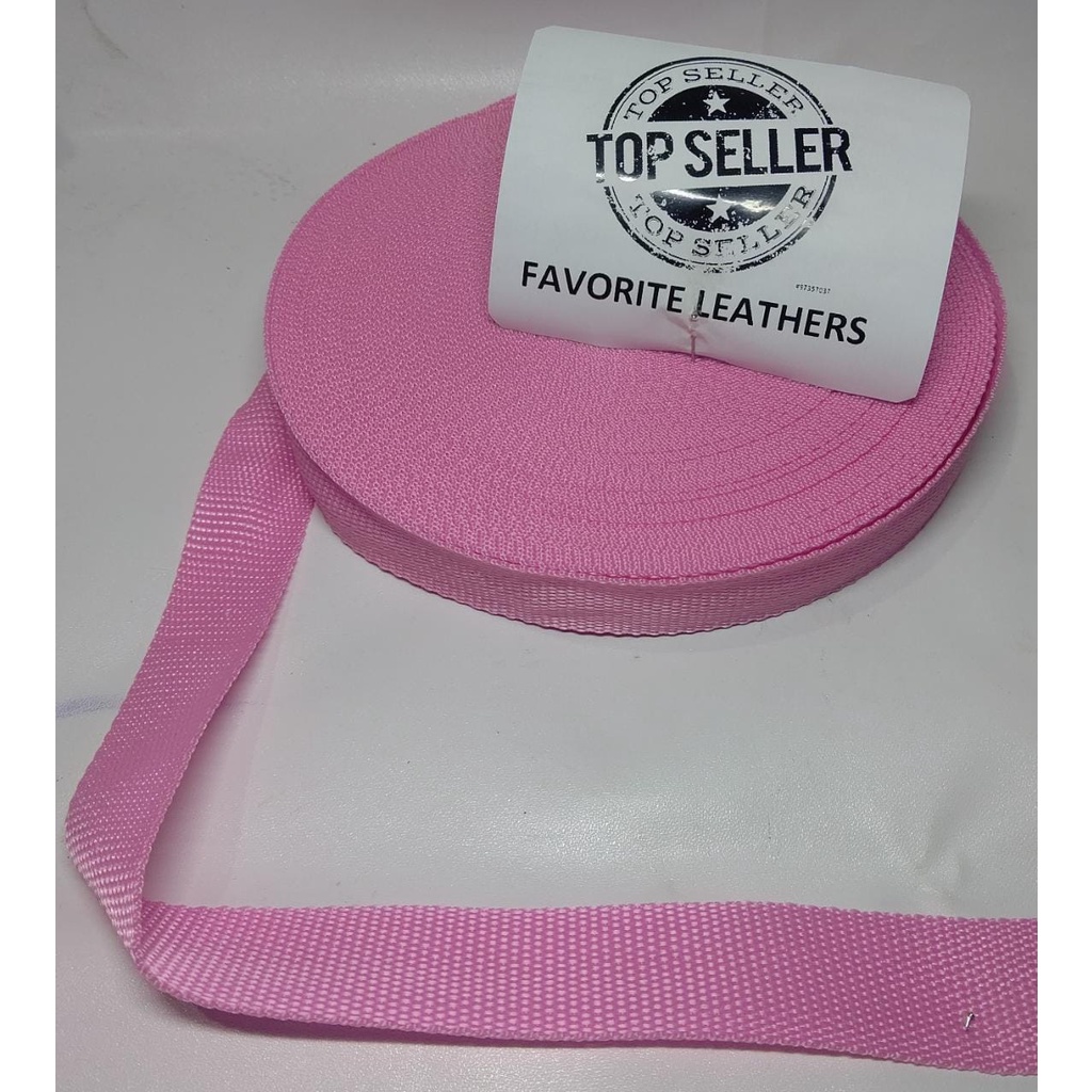 Nylon Webbing KK25 UKURAN 2,5CM /25MM / UKURAN 24METER / HARGA PER ROLL WARNA PINK MUDA