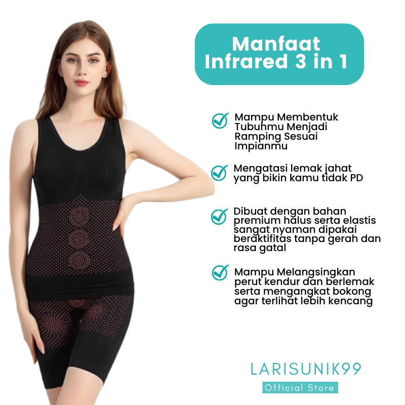 Korset Pelangsing Perut Buncit Corset Pengecil Perut Tubuh Monalisa Slimming Suit Infra Red 3 in 1