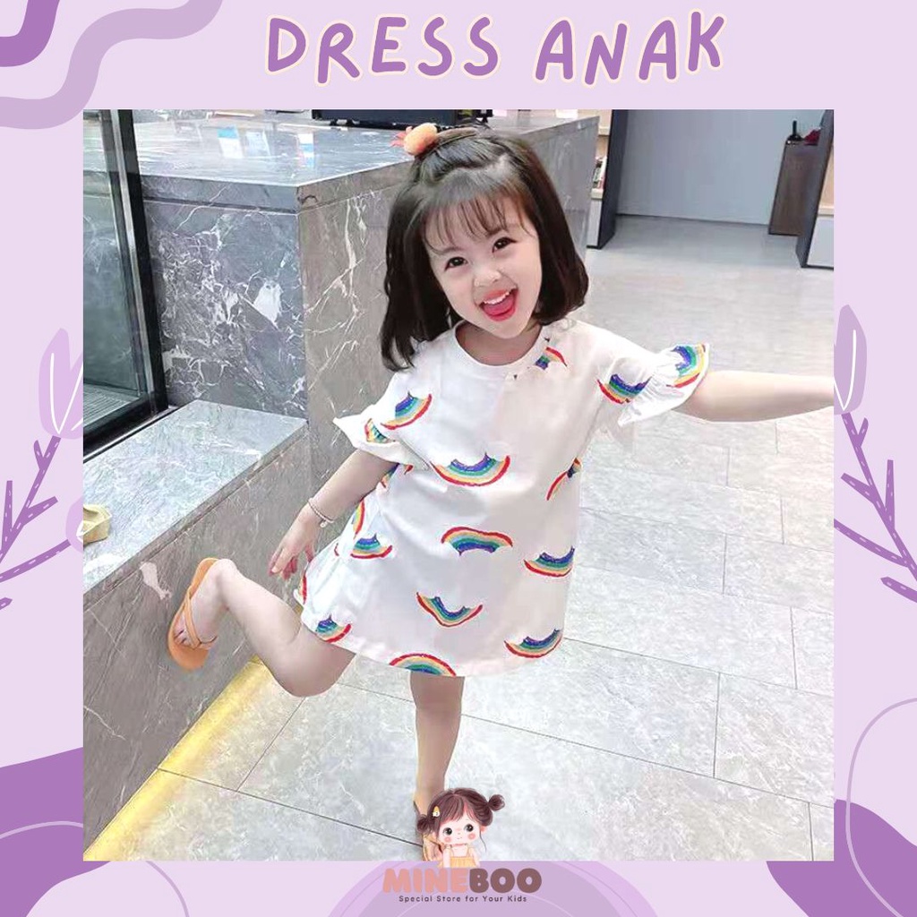 mineboo - RAINBOW GLITTER  1-9tahun Dress Kaos anak perempuan Plangi lucu Baju anak perempuan Gaun/Rok anak