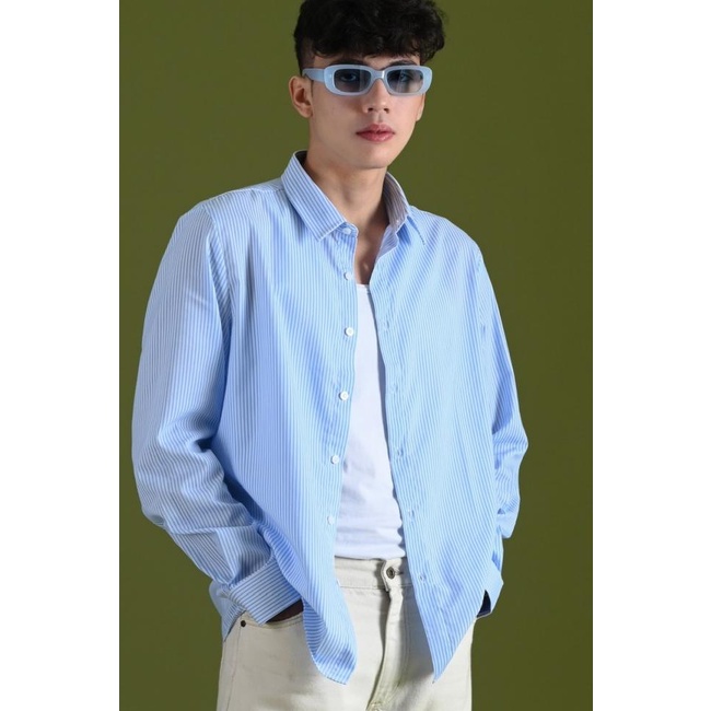 KEMEJA PREPP STUDIO TEXTURED STRIPE SHIRT BLUE - S