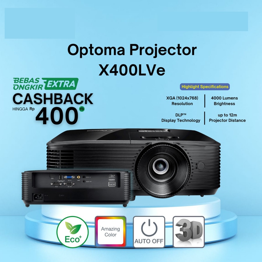 Projector Optoma X400LVe DLP XGA True 4000 Ansi Lumens