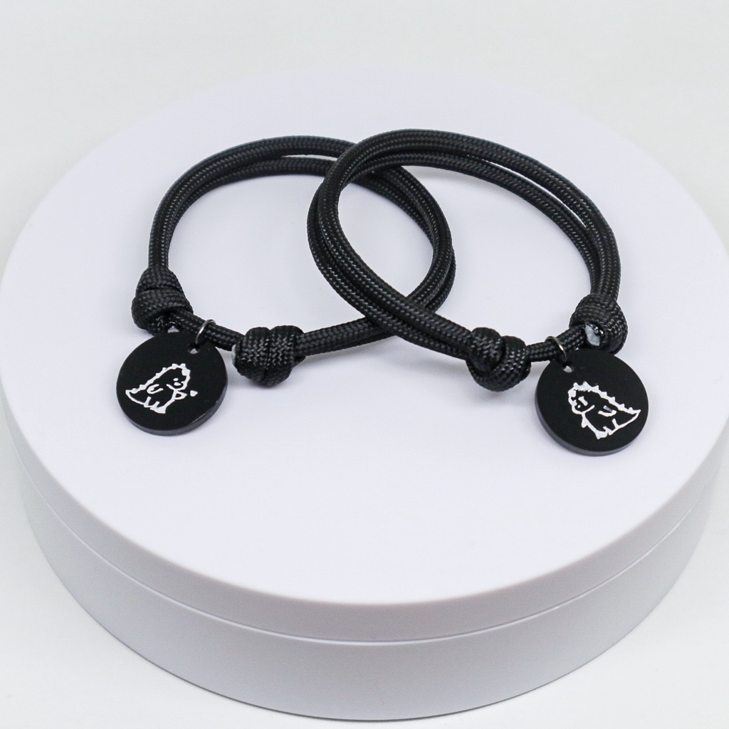 Gelang Couple Dino Pasangan Tali Paracord 550lbs 4mm 7 Strands Aesthetic Pria Wanita Hitam Polos Premium