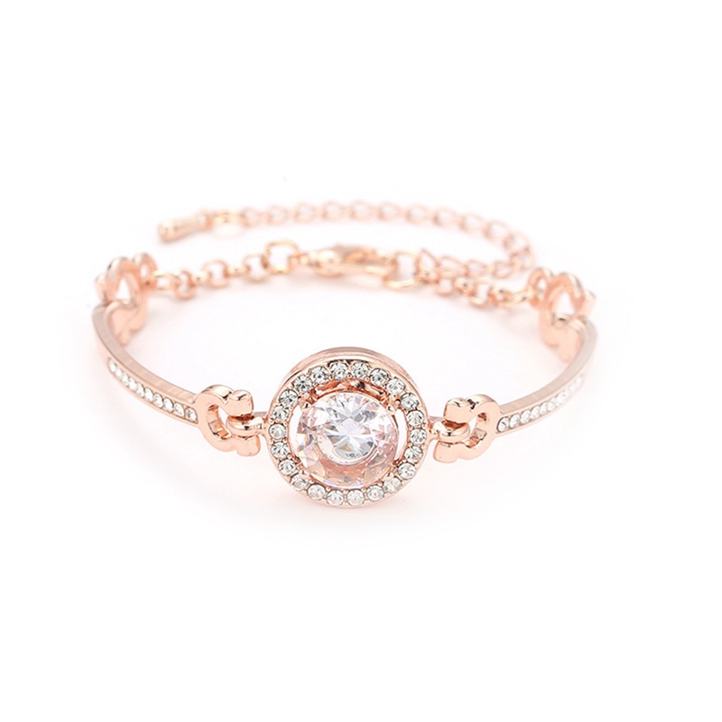 Fancyqube Gelang Tangan Wanita Hias Zircon Adjustable Gaya Korea Untuk Musim Panas