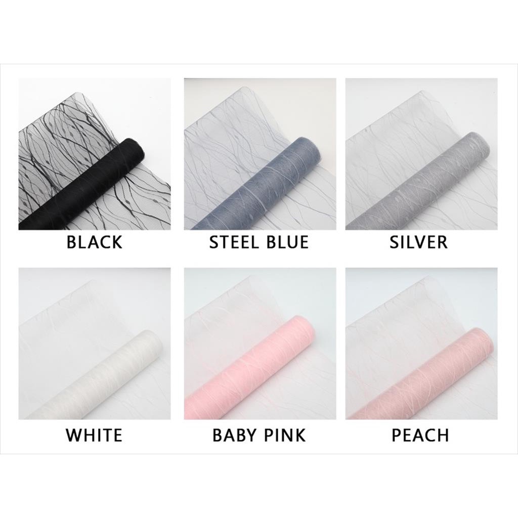 

[50 x 450 CM] Organza Roll with Lightning Lines Flower Wrapping Mesh / Polynet Jaring Garis Kilat