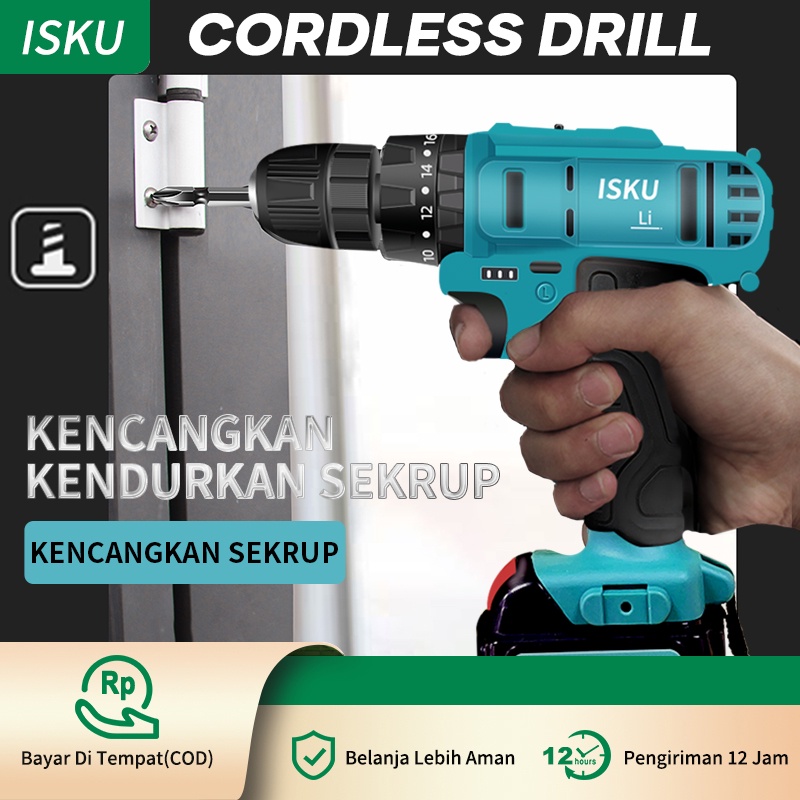 Jual Isku Mesin Bor Baterai Cordless Drill V V Mesin Bor Baterai Tangan Cordless Drill