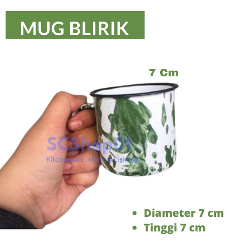 Cangkir/Mug Enamel Blirik 7cm | Cangkir Jadul Klasik Gelas Blurik / Mug Kembang