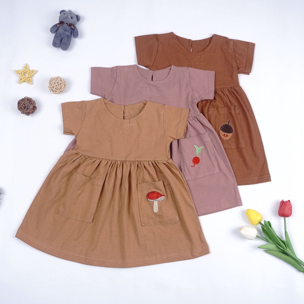 IL - LILO POCKET DRESS ANAK PEREMPUAN 1-5 TAHUN EARTH TONE EDITION