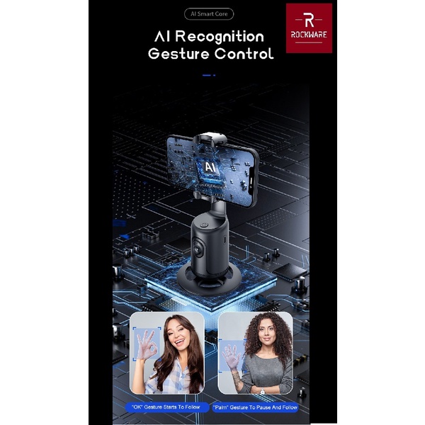 ROCKWARE P01 Auto Face Tracking Selfie Stick Tripod Sensor Wajah Muka