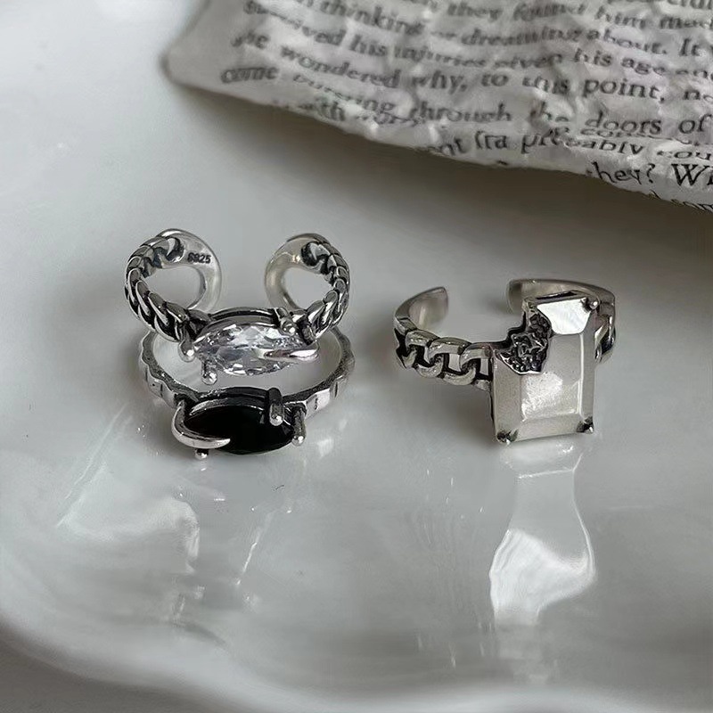 Cincin Model Terbuka Bahan Alloy Hias Zirconberlian Imitasi Untuk Wanita