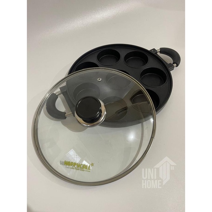 Cetakan kue 8 lubang datar happy call- cetakan apem stainless