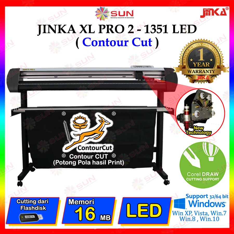 Mesin Cutting Sticker Jinka Pro 1351 Terbaru - XL Pro 1351 LED ( Contour CUT - Potong Pola Hasil Print )  Pengganti Jinka Pro Silver / NXL PRO