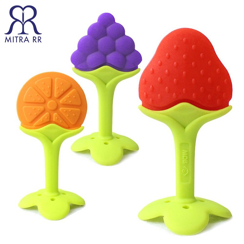 Mainan Gigitan Bayi Bentuk Buah Silikon / Teether Bayi BPA Free