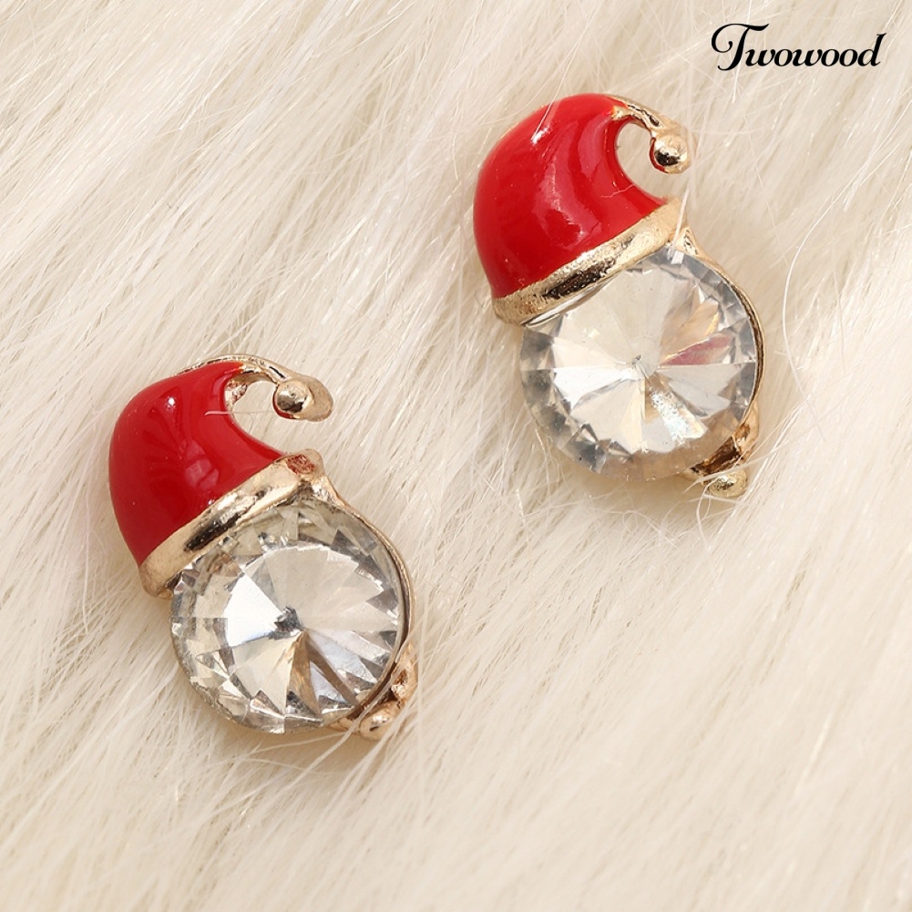 Anting Stud Liontin Bentuk Topi Natal Untuk Wanita