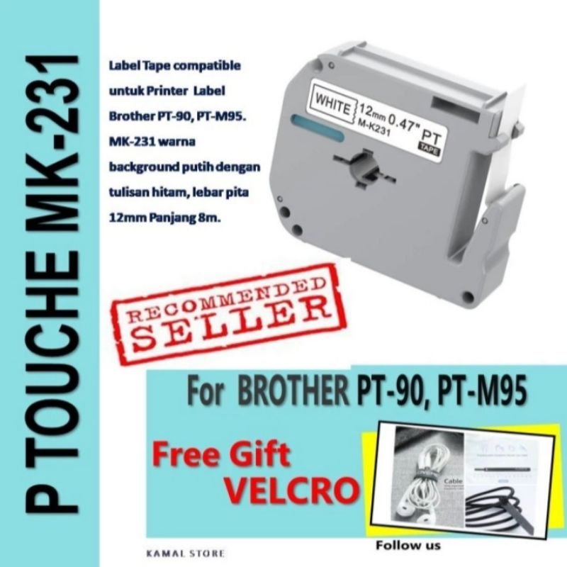 

MK 231 Label tape compatible BROTHER PT-90 PT-M95 MK-231 M-K231