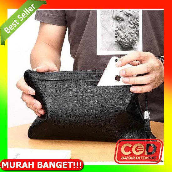 Tas Tangan Kondangan Sport Pria Sport Sleting Tempat Hp J8E0 Handbag Kulit Unisex Kanvas Premium Mul
