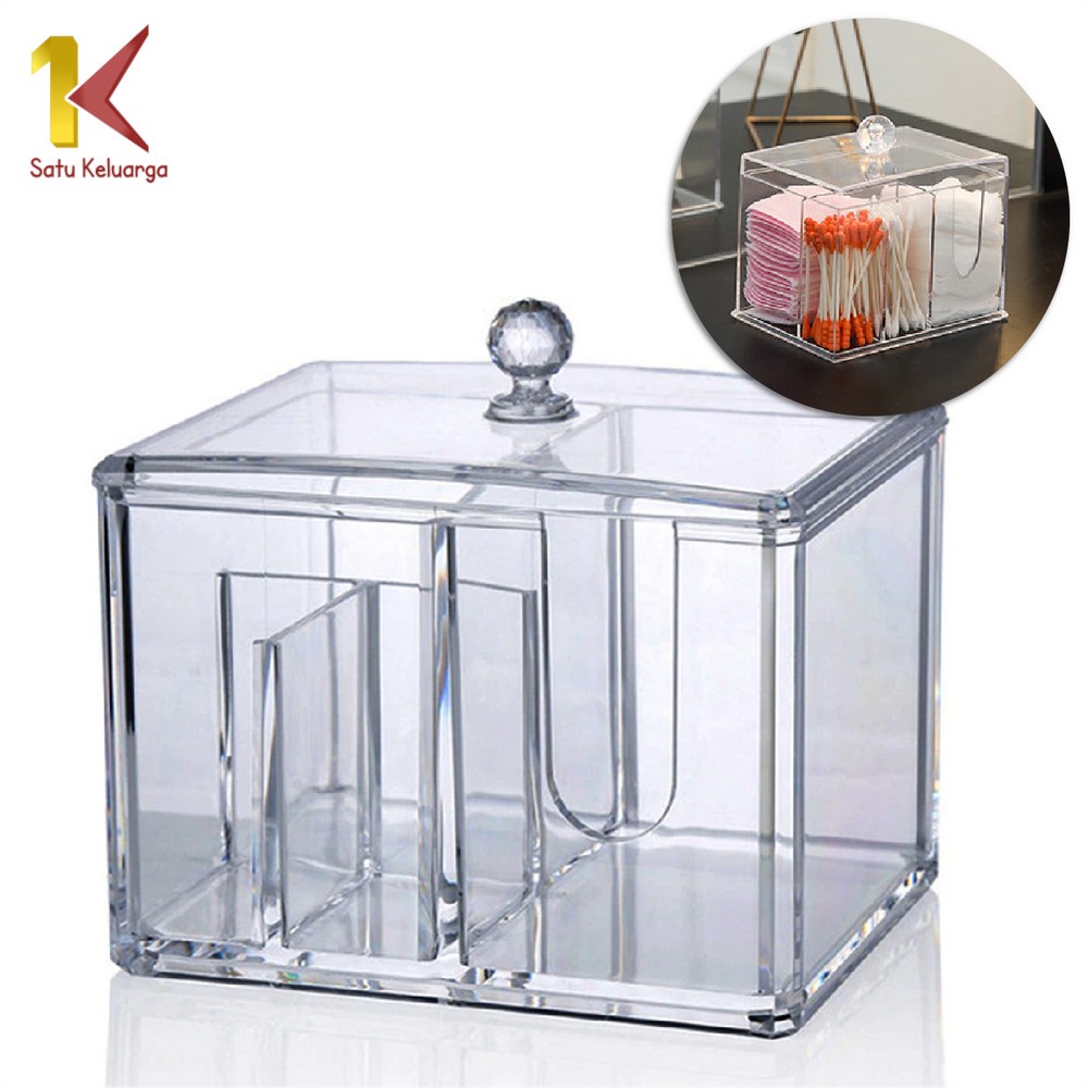 Satu Keluarga Kotak Kosmetik Arylic K13 Kotak Perhiasan Multifungsi Rak Tempat Kapas & Cotton Bud