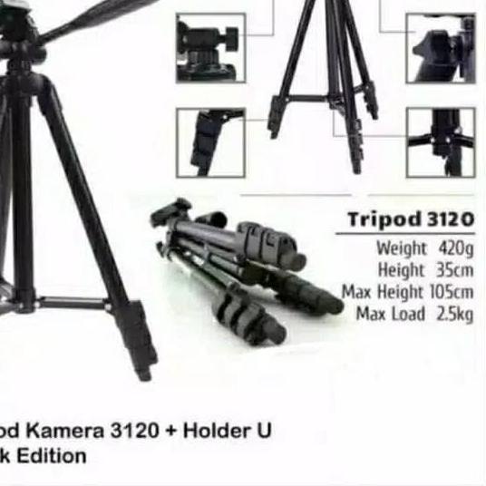 Tripod TF-3120 Black Edition - Tripod Kamera 3120 Free Holder U