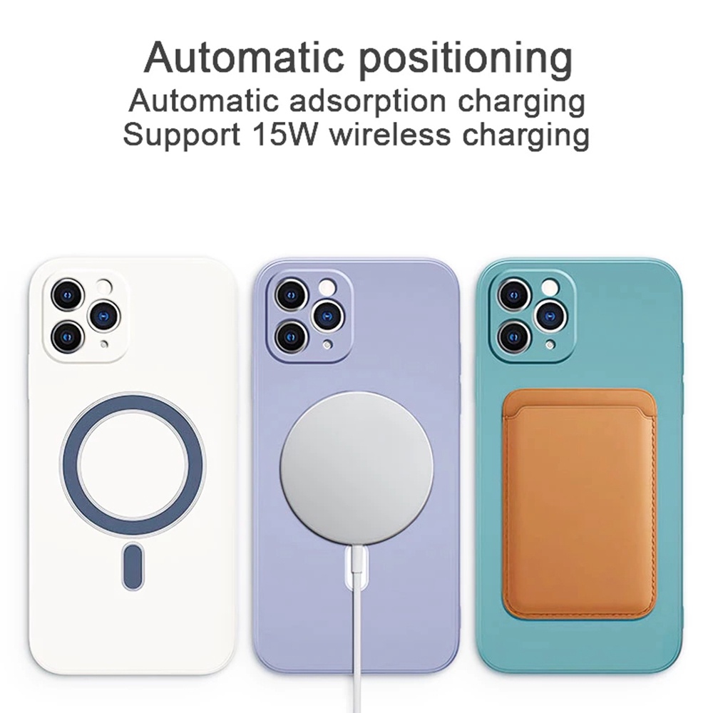 IPHONE Casing Magnetik Silikon Cair Untuk Iphone11 12 13 14 Pro MAX XS MAX XR X14 7+ 8plus soft case Wireless Charging Cover