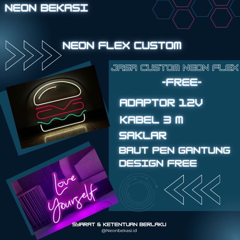 neon flex custom,led flex custom,neon sign huruf,lampu hias,lampu cafe