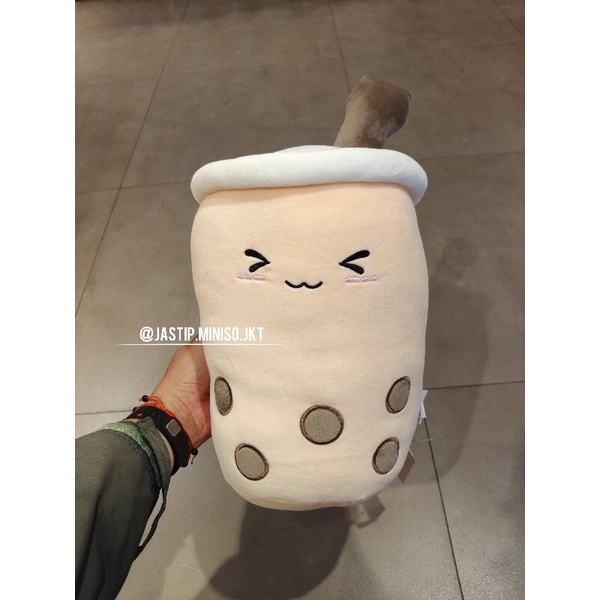 MINISO Boneka Guling Boba Milk Tea dengan Sedotan (size 37cm)
