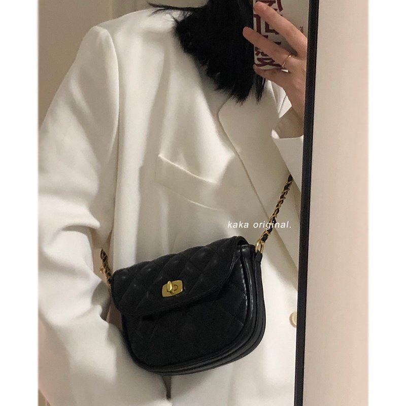 Suhao all-match ins messenger bag wanita 2021 baru trendi fashion tas pelana French niche one-shoulder diamond chain bag