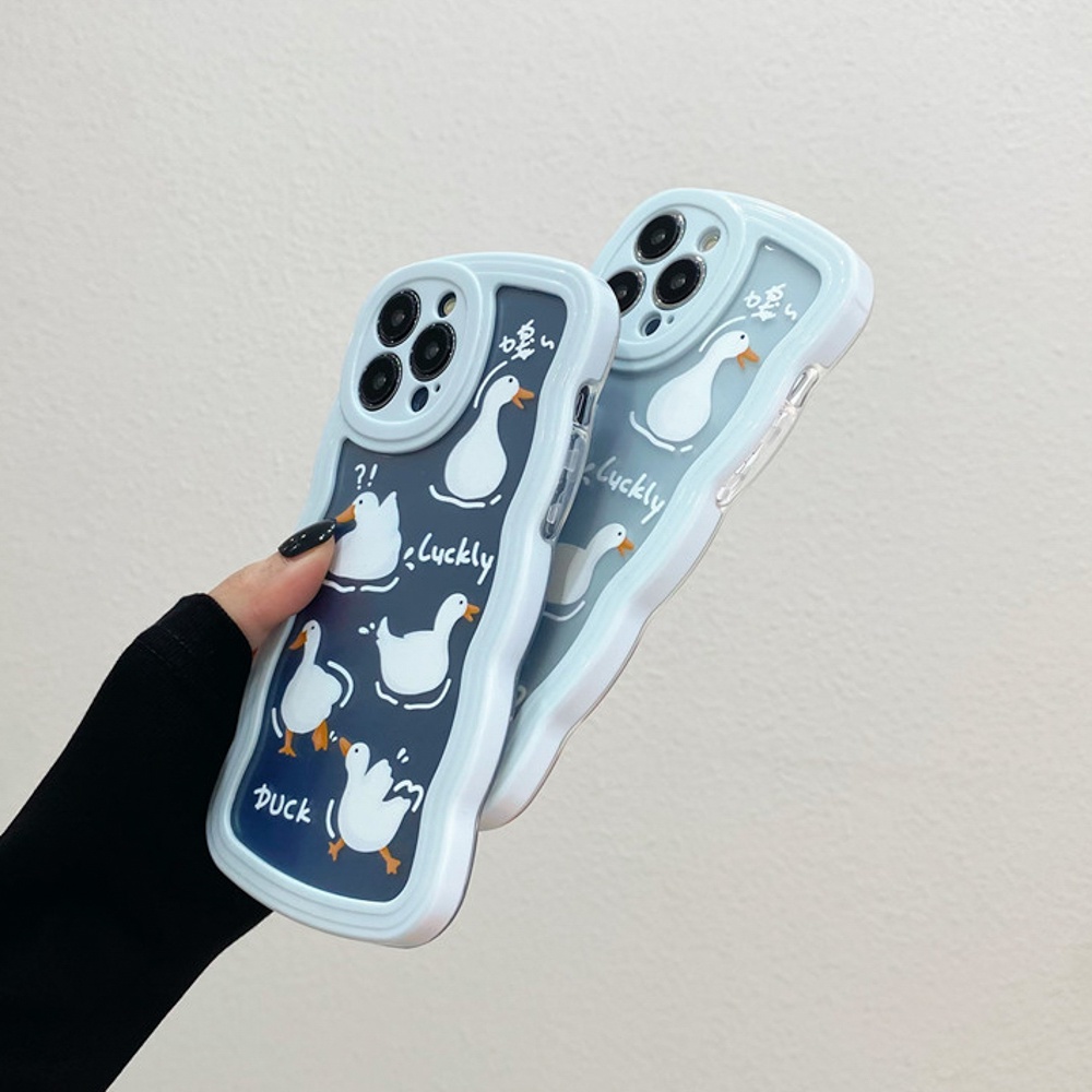 Case Motif Gelombang Hati Putih Kompatibel Untuk14 13 12 11 Pro Max7 8 Plus XR X XS Max Se2020 2022 Casing Ponsel Bening Soft Cover