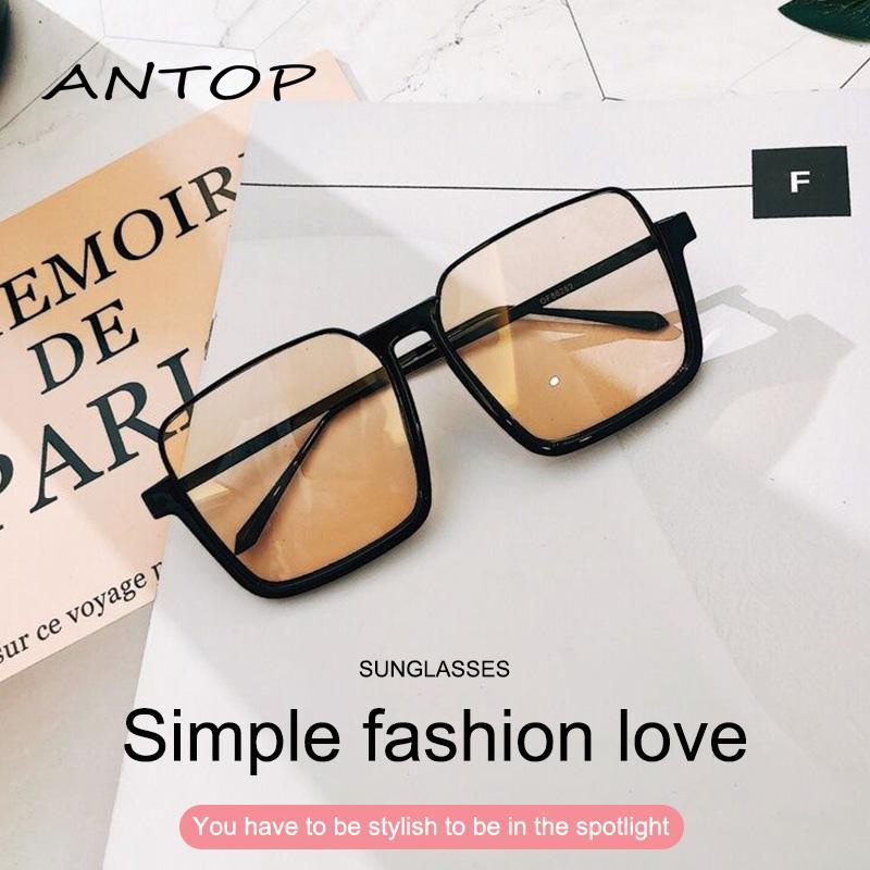 【antop】Kacamata Hitam Model Half Frame Besar Bahan Metal Gaya Vintage Untuk Wanita