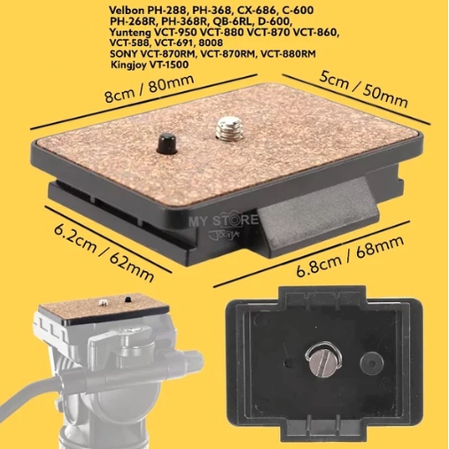 Quick Release QR Plate Plat Tripod Yunteng VCT-950 VCT-880 VCT-870 VCT-860 Velbon PH-368