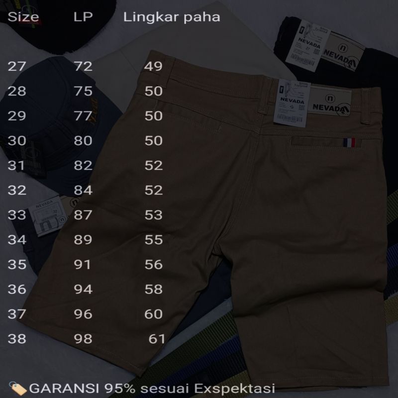 Celana Pendek Pria Chino Nevada chinos pria katun distro terbaru Melar Abu Krem Moka Hitam