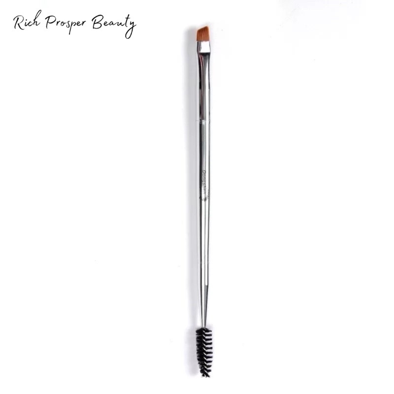 2in1 SILVER Makeup Brushes Angled Eyebrow Spoolie Brush Flat Fine Eyeliner Brush Professional Liner Brow Beauty Make Up Tool