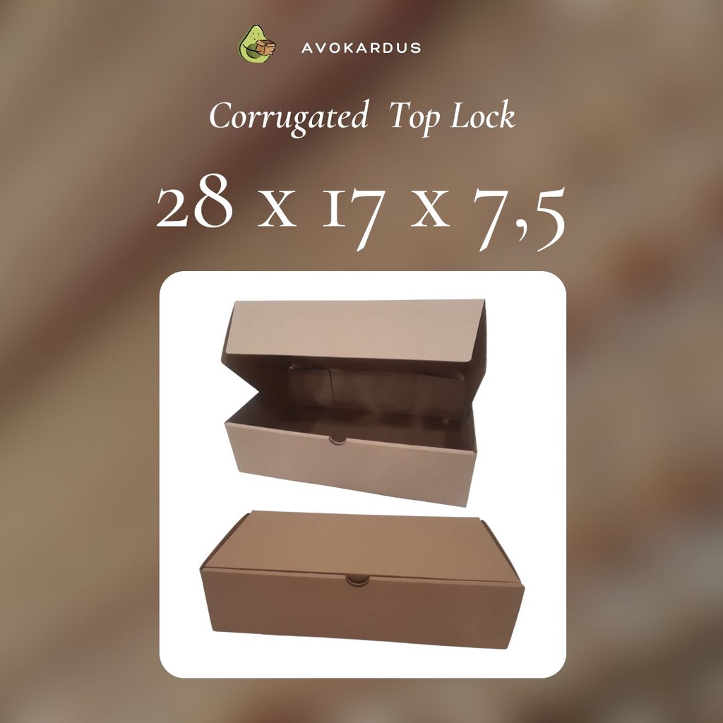 

Kardus Corrugated Die Cut 28x17x7,5 Top Lock Kotak Dus