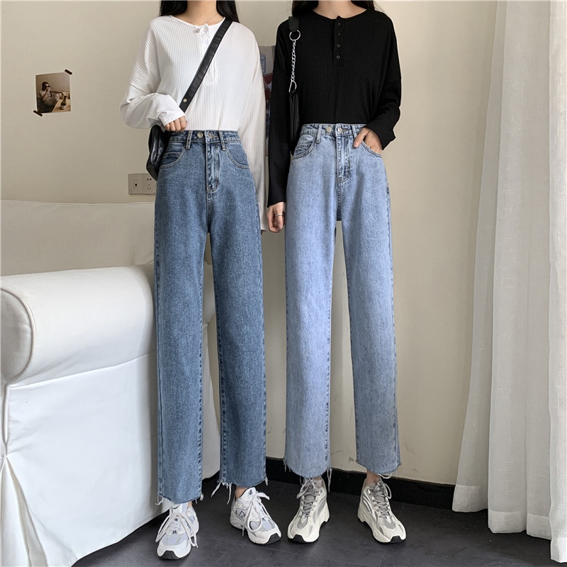 Rawis Highwaist Straight Celana Jeans Wanita Dua tombol / Good Sister Jeans