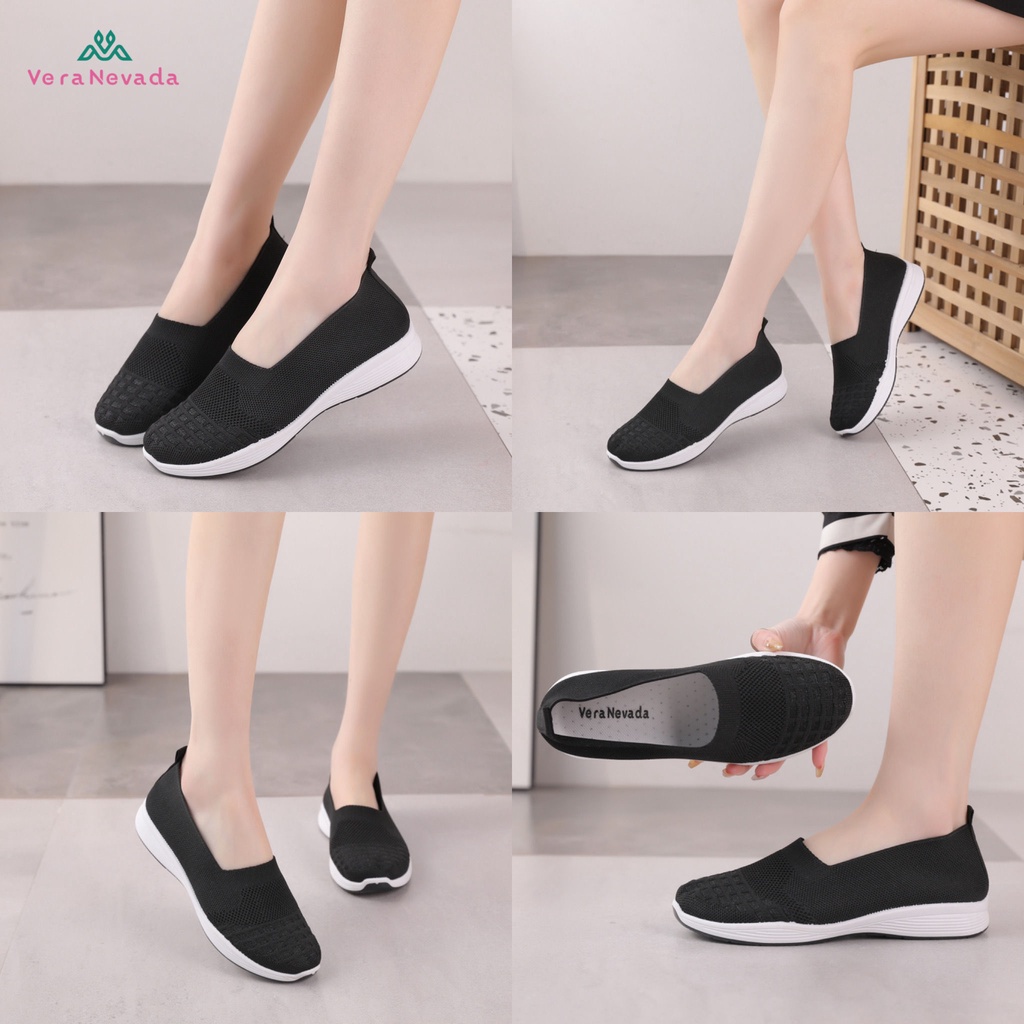 Vera Nevada Sepatu FlyKnit Flat Slip On Wanita Shoes #VL03