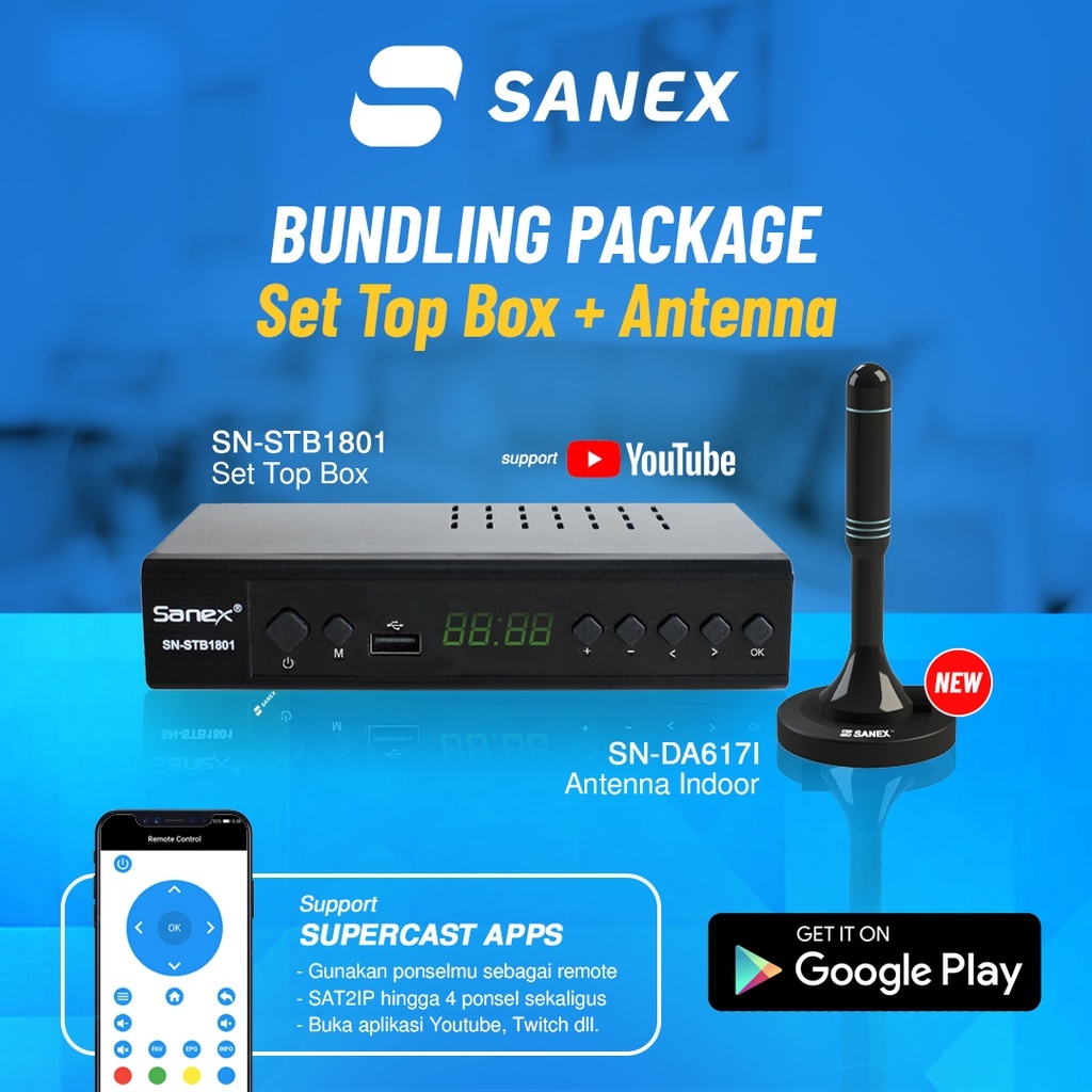 SANEX / ALDO / Super HD Set Top Box STB -  Penerima Siaran Digital Body Plat Besi