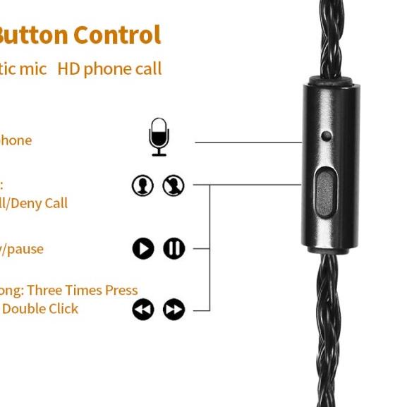 JCALLY JC16S Kabel Upgrade OFC 16 Core with Mic IEM Headset Cable - QDC