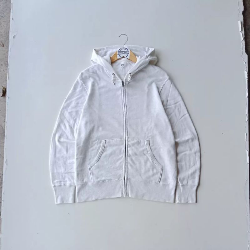 ZIPPER HOODIE UNIQLO PUTIH SECOND ORIGINAL