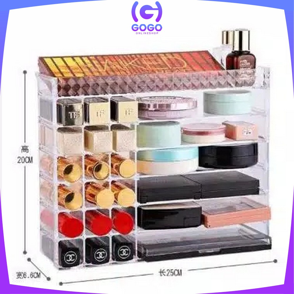 GOGO-K8 Kotak Lipstik Acrylic Diamond Rak Tempat Lipstik Alat Kosmetik Lipstick Organizer Rak Makeup